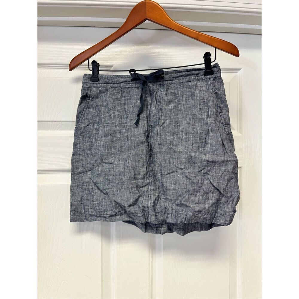 Sophie Max Vanessa Blue Dark Chambray Linen Tue Waist Skirt sz XS NWT